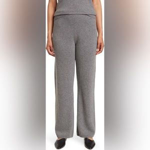 ST. JOHN Grey High Waist Wool Blend Knit Lounge Pants, size M